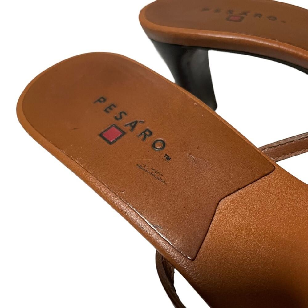 Saddle Tan Cognac Heeled Strappy Sandal Shoes Made in Brazil Size 6.5 - Picture 6 of 16